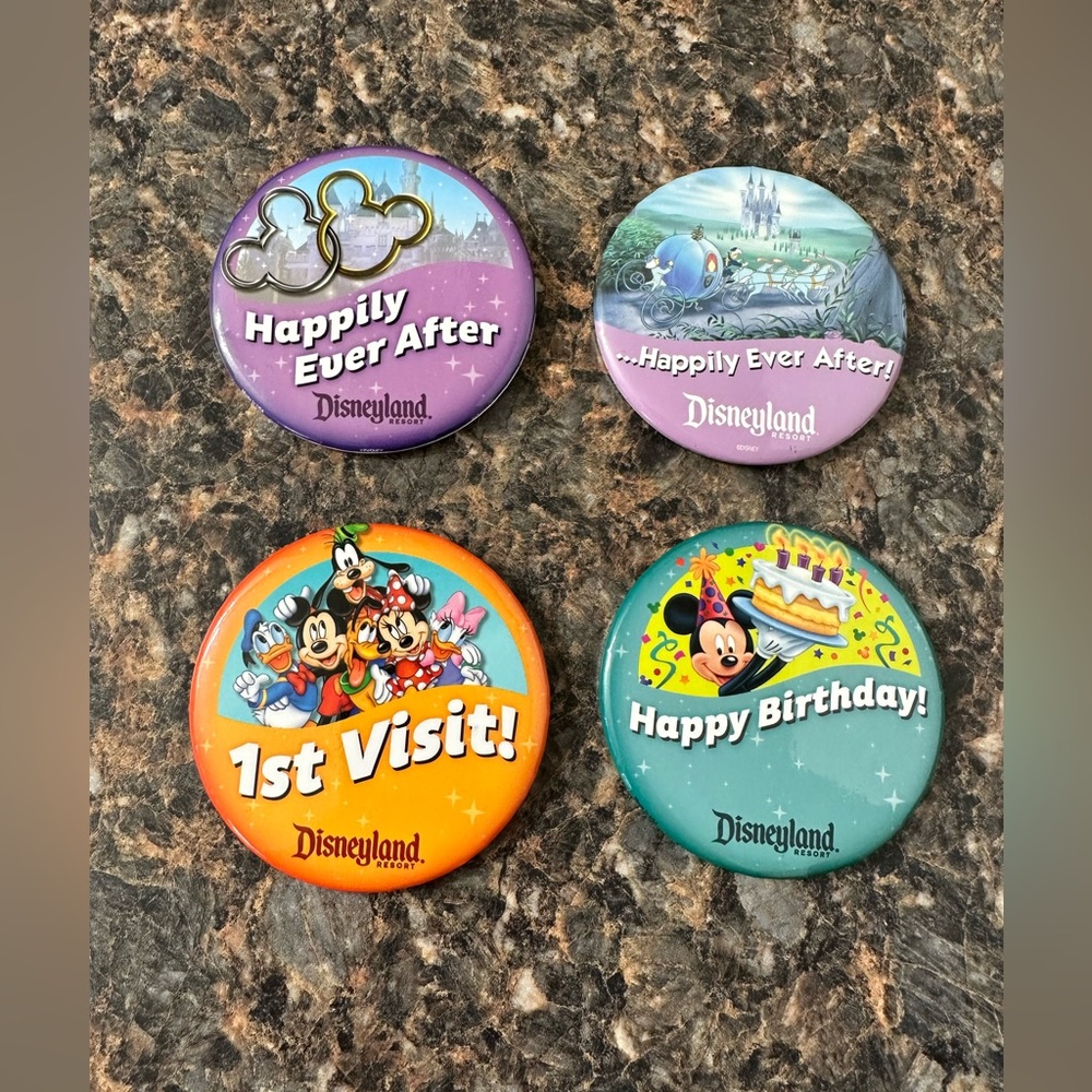 4 Disneyland Button Pins